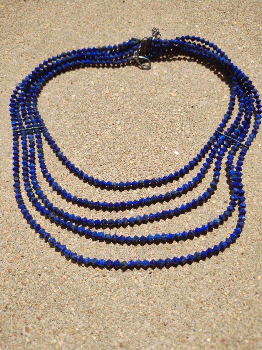 Jay King DTR Faceted Lapis multi strand waterfall necklace 925 Sterling Silver